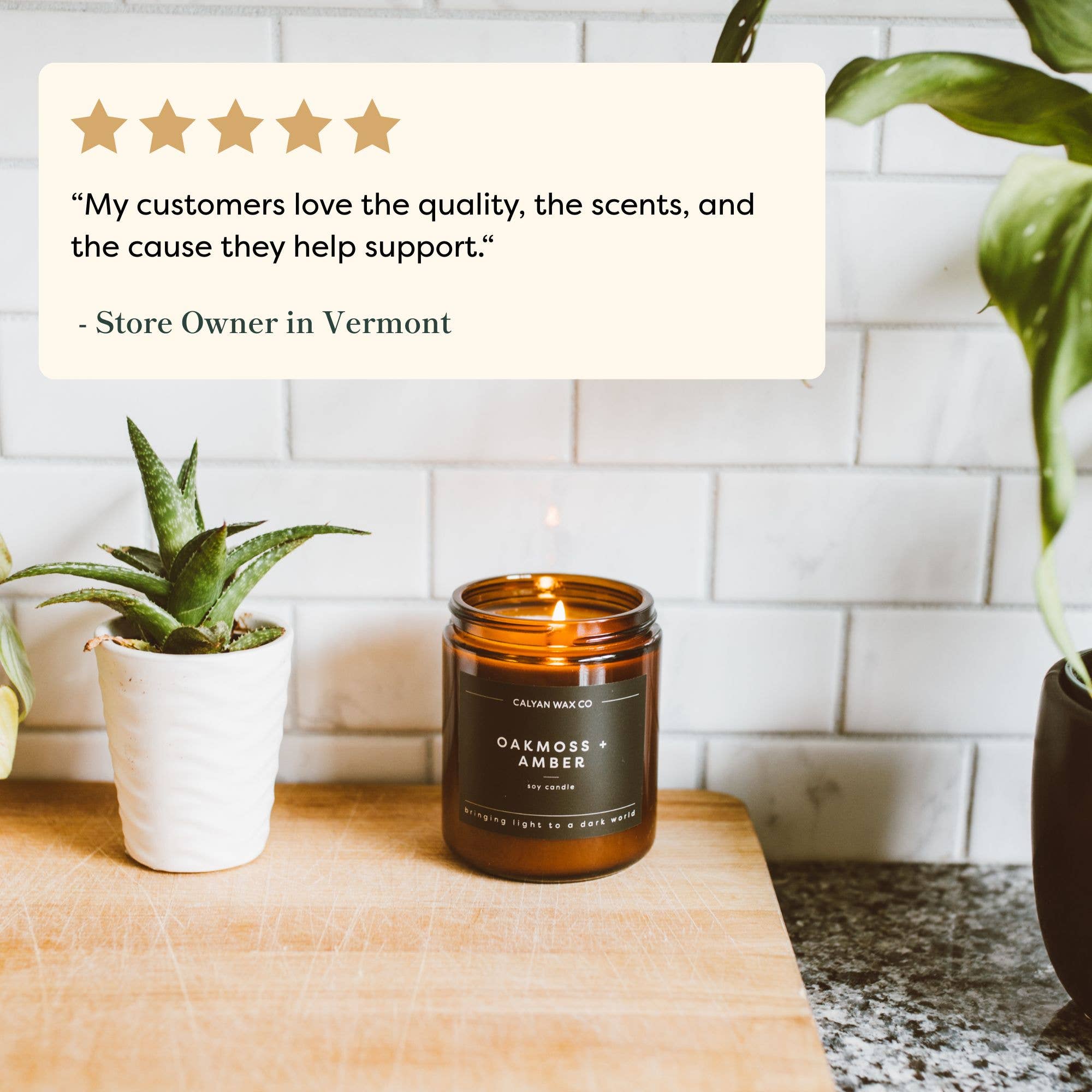 Calyan Wax Co. - Wholesale Jar/Filled Candle - Oakmoss + Amber - Amber Jar Soy Candle6