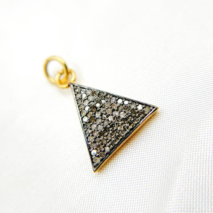 Tresor Jewelry Inc. - Wholesale Individual Charm/Pendant - DC293. Diamond Sterling Silver Triangle Charm1