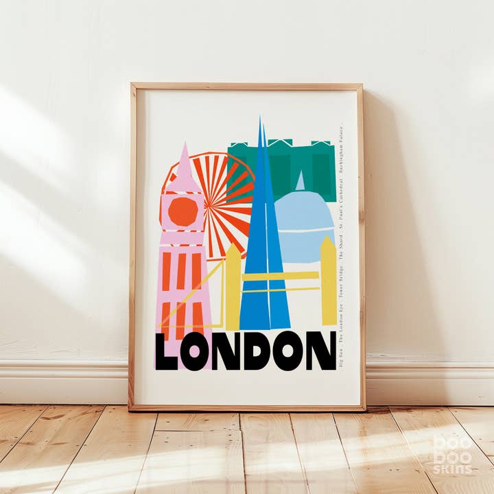 BOOBOOSKINS - Wholesale Art Print - London Landmarks Art Print - Vintage Travel Poster5
