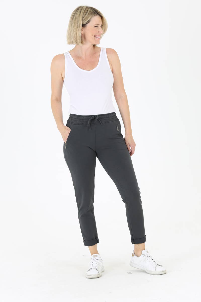 Nostalgia - Wholesale Lounge Sweatpants/Joggers - Women's - NP746-ASIS PULL ON TIE FRONT ZIPPER POCKET FRENCH TERRY JOGG73