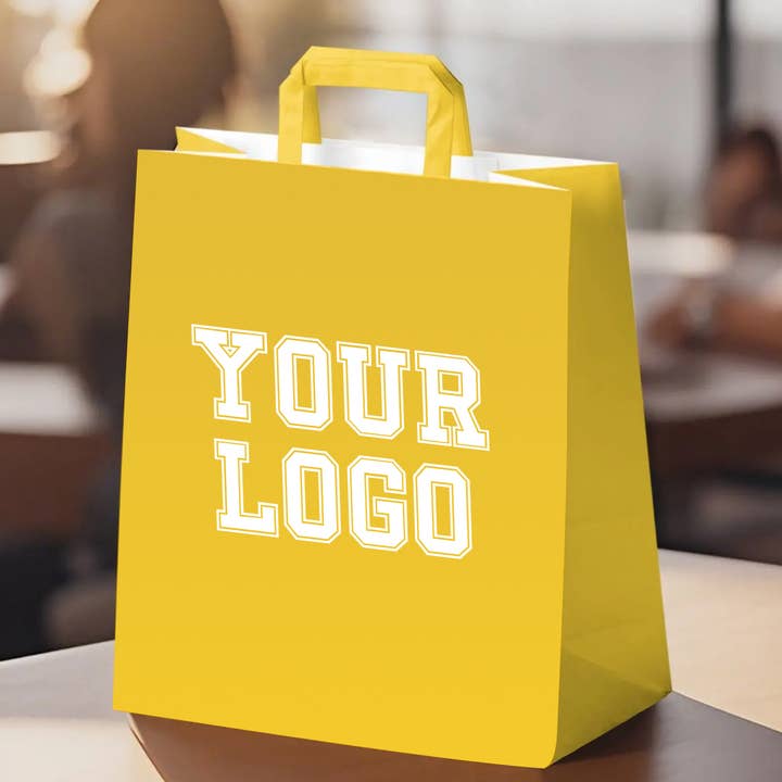 GEXWORLDWIDE - Wholesale Grocery/Shopping Bag - Custom Ink Print Flat Handle Paper Bags