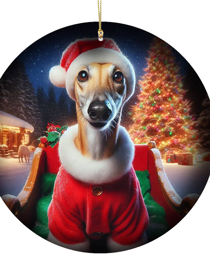 Ornement en porcelaine Lévrier Fauve - Noël pour la vente par Best of Breed Products