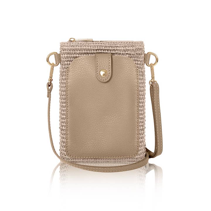 MONTTE DI JINNE – Großhandel Umhängetasche - Damen – Italienische Umhängetasche aus Raffia und Leder mit Handyfach8