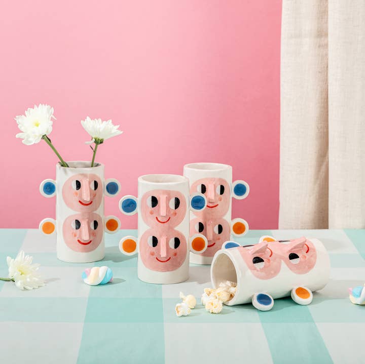 Ana Seixas - Wholesale Vase - Double Face with Orange & Blue Ears / Ceramic Vase3