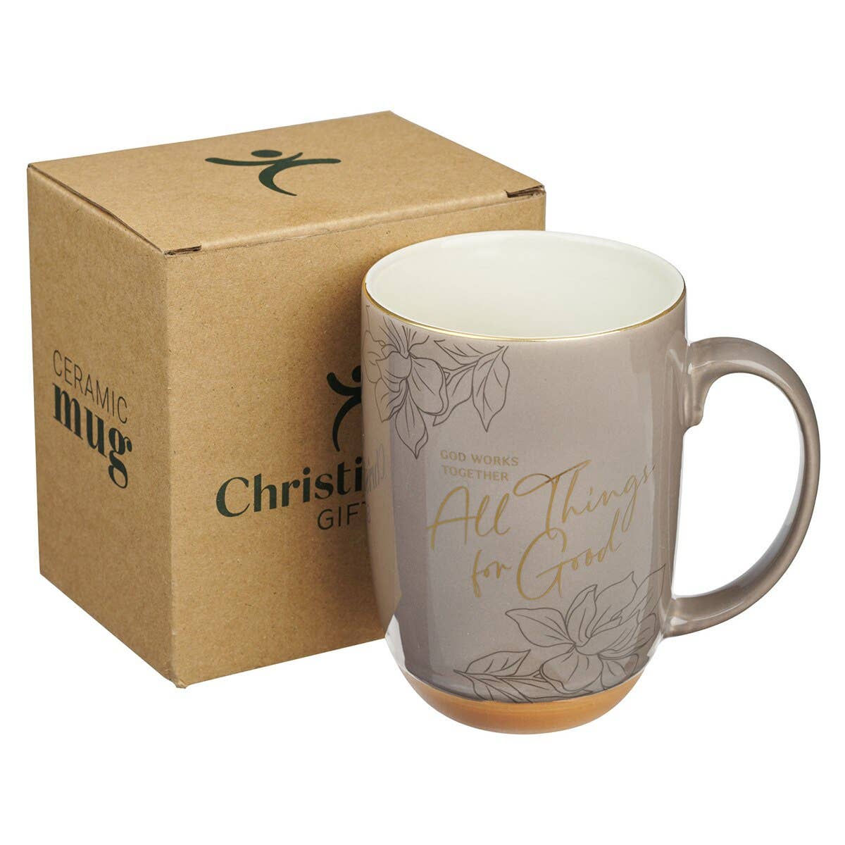 Christian Art Gifts - Wholesale Coffee Mug - Mug Taupe God Works For Good Romans 8:281
