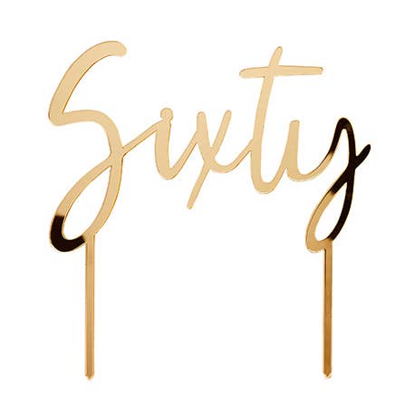 Topper per torta in acrilico dorato «Sixty» per la vendita all'ingrosso da parte di Hootyballoo by Club Green