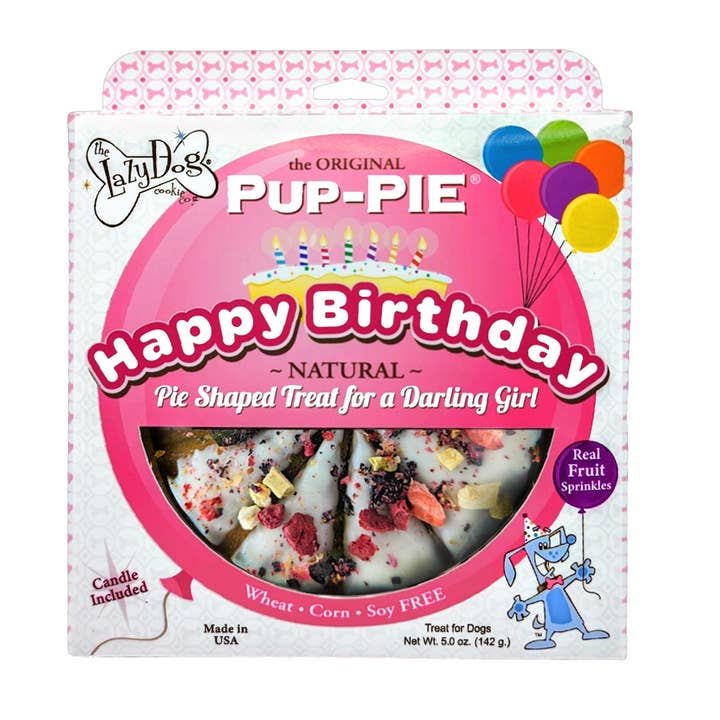 Lazy Dog Happy Birthday Pup-PIE for a Darling Girl-Case of 8 for wholesale by Pet Palette Distribution