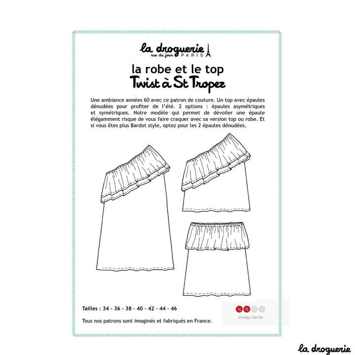 Sewing pattern for the adult top "Twist in St Tropez" for wholesale by LA DROGUERIE