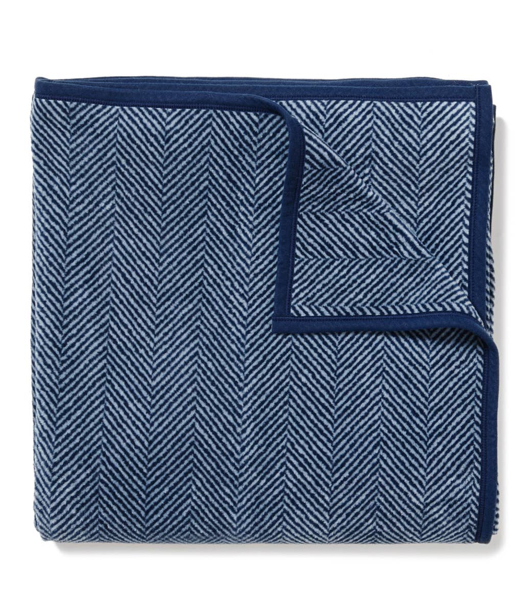 ChappyWrap - Vente Plaids - Couverture Harborview Herringbone bleu marine1