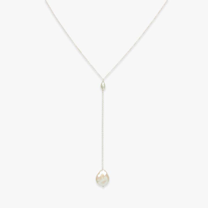 The Ev lariat necklace silver for wholesale by Koi Atelier