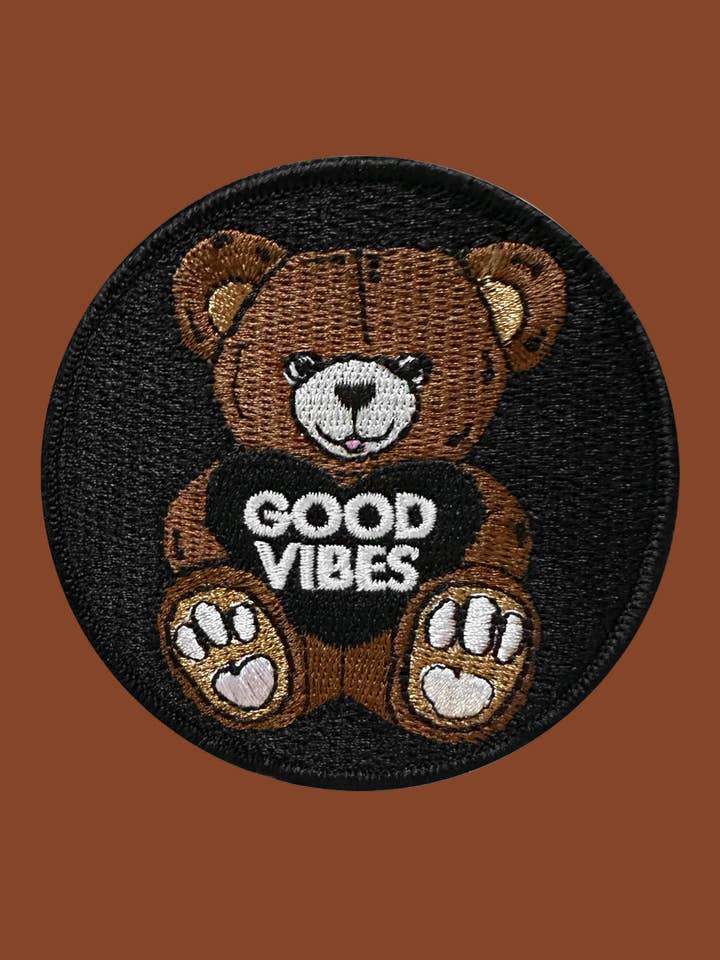 Velcro Patch Teddy Bear Good Vibes for wholesale by WOOLF WITH ME®