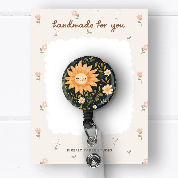 Firefly Paper Studio, LLC - Wholesale Badge Accessory - Women's - Happy Flower Badge Reel