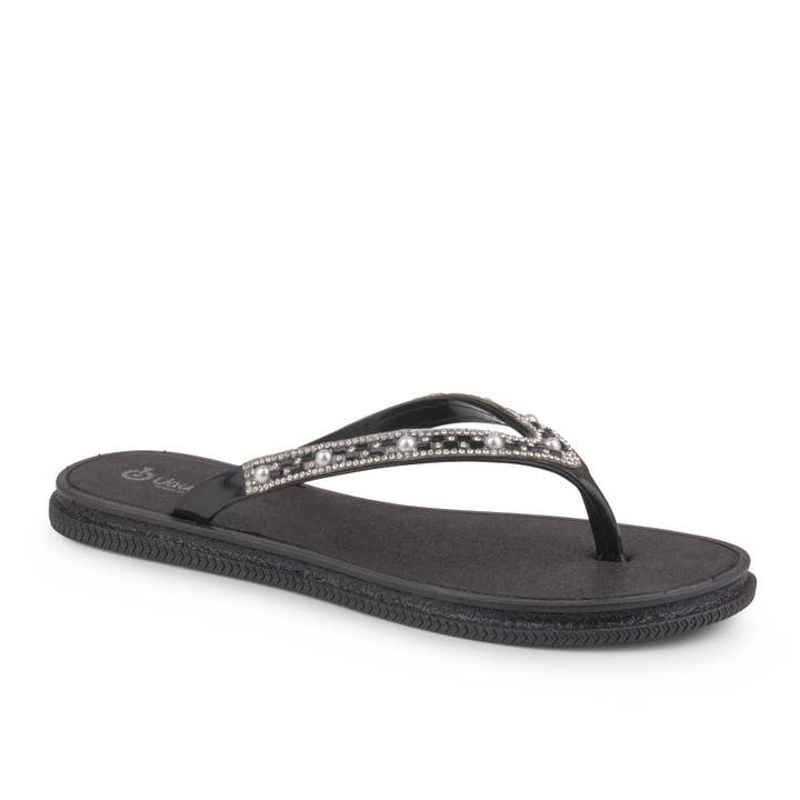BeShoes Distribuição - Wholesale Flip Flops – Women’s - Uauh® Black Ladies Finger Slipper -219151sh45p