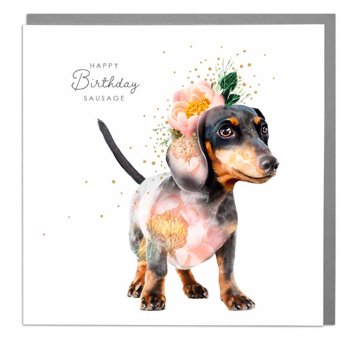 Happy Birthday - Sausage Dog greeting card for wholesale by Lola Design Ltd