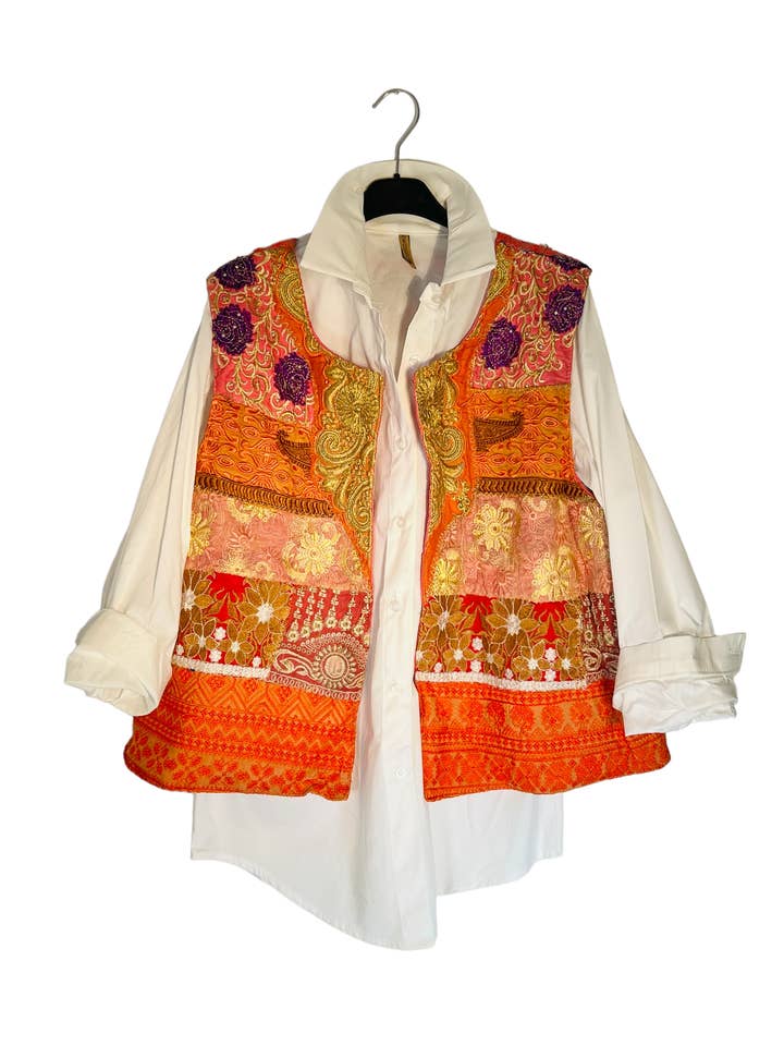 Colete bordado Índia em patchwork por atacado de Kinomy