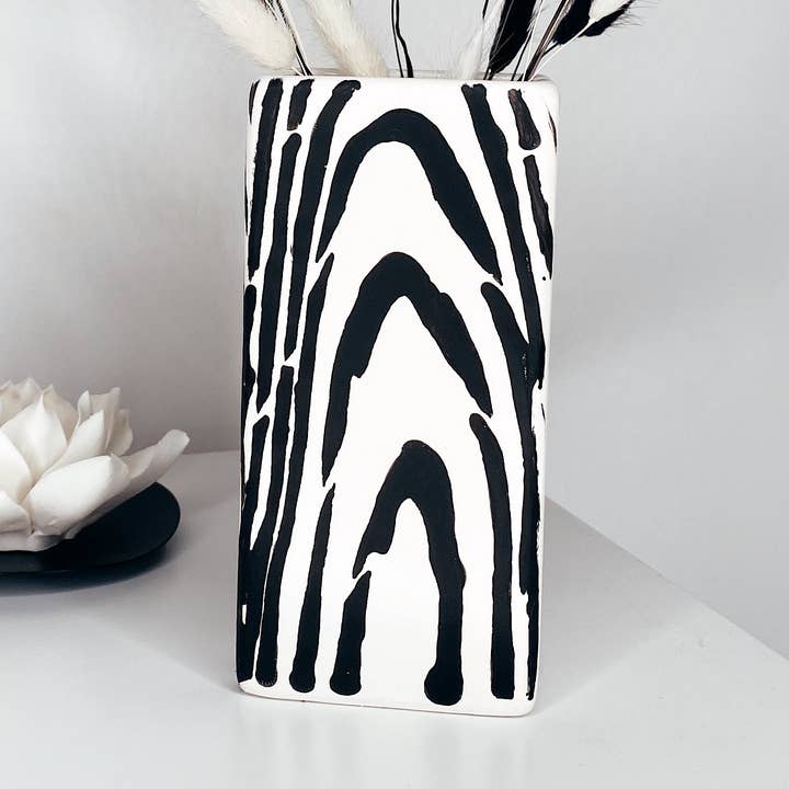Ceramic Zebra Vase for wholesale by Jasmine Alice Home