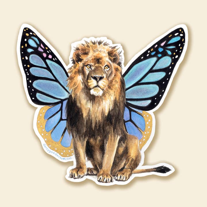 Fladder Lion | Klistermärke för wholesale av Whimsical Art by Darcy Goedecke