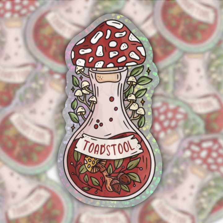 Pegatina Brillante - poción mágica de seta roja para venta al por mayor de Basically Britt