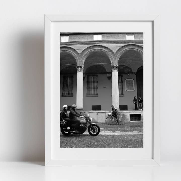 Via Zamboni Bologna Italy Street Fine Art Black And White Photography Print for wholesale by Mo & Paul Photography