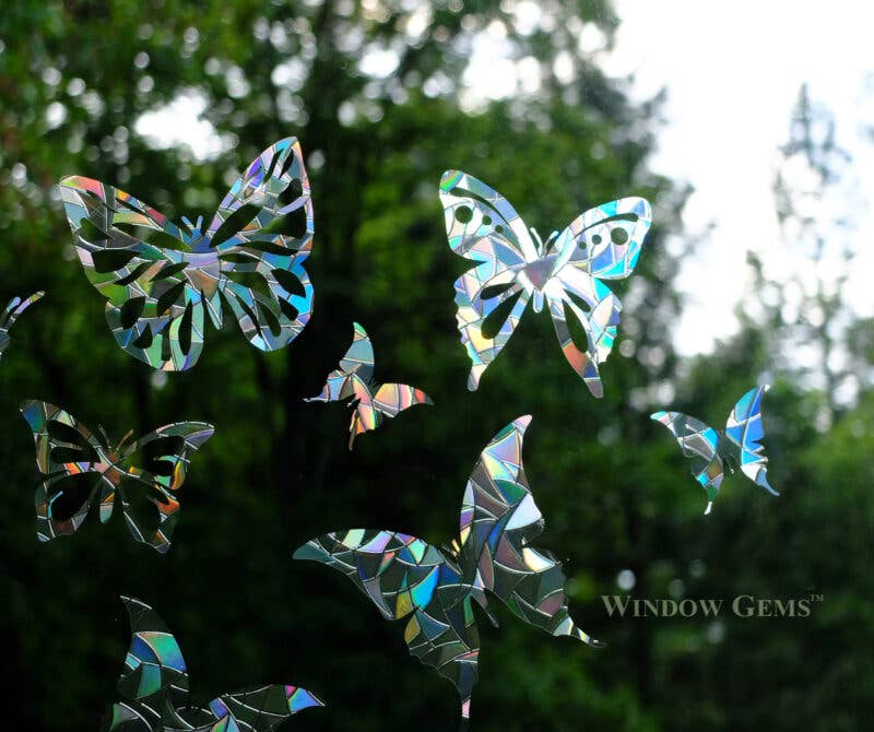 Window Gems - Wholesale Suncatcher - Butterfly Window Clings - prismatic decals - protect birds1