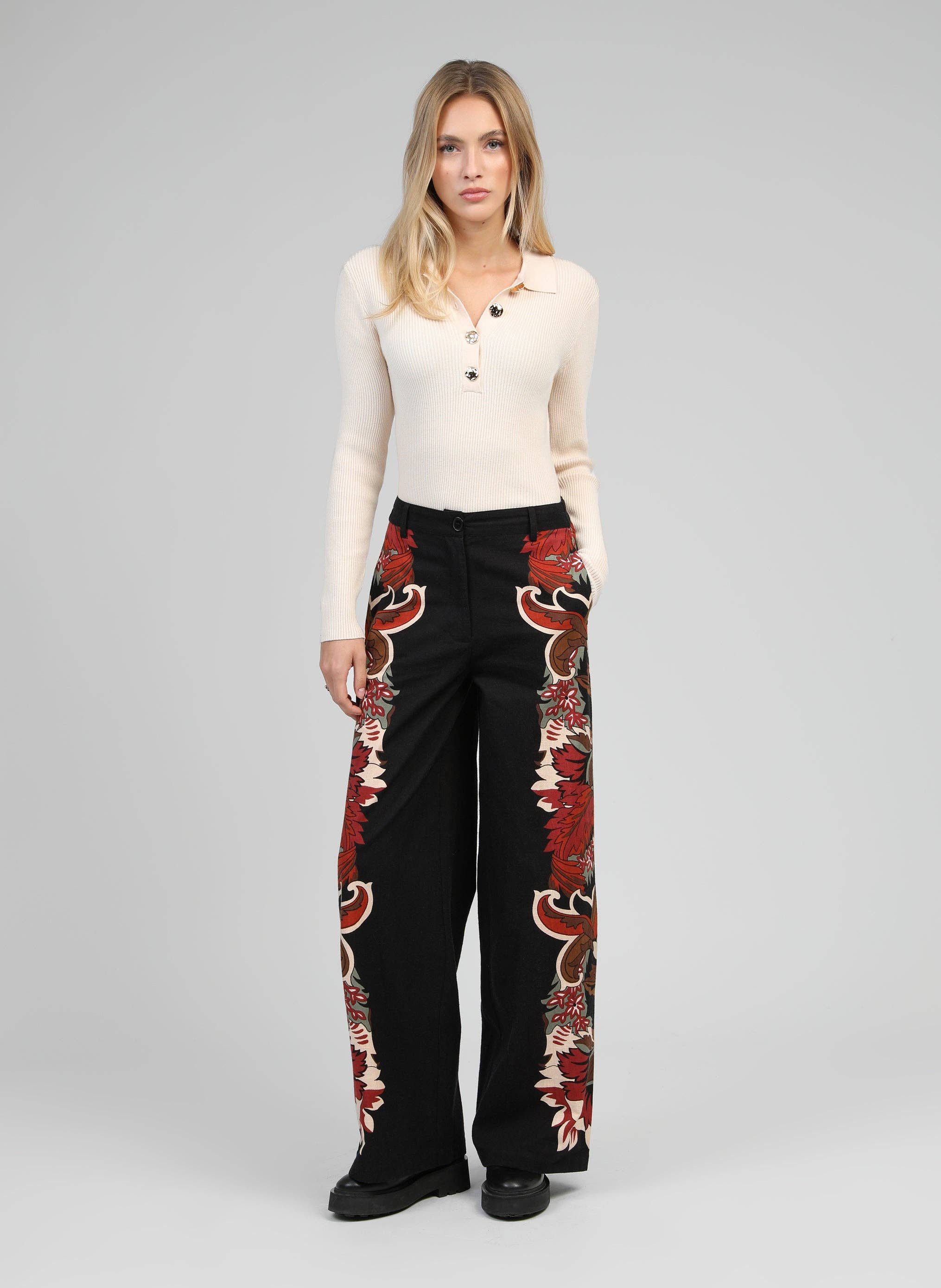 An'ge – Calças - Mulher por atacado – CALÇAS ROSSITA pachama preto1