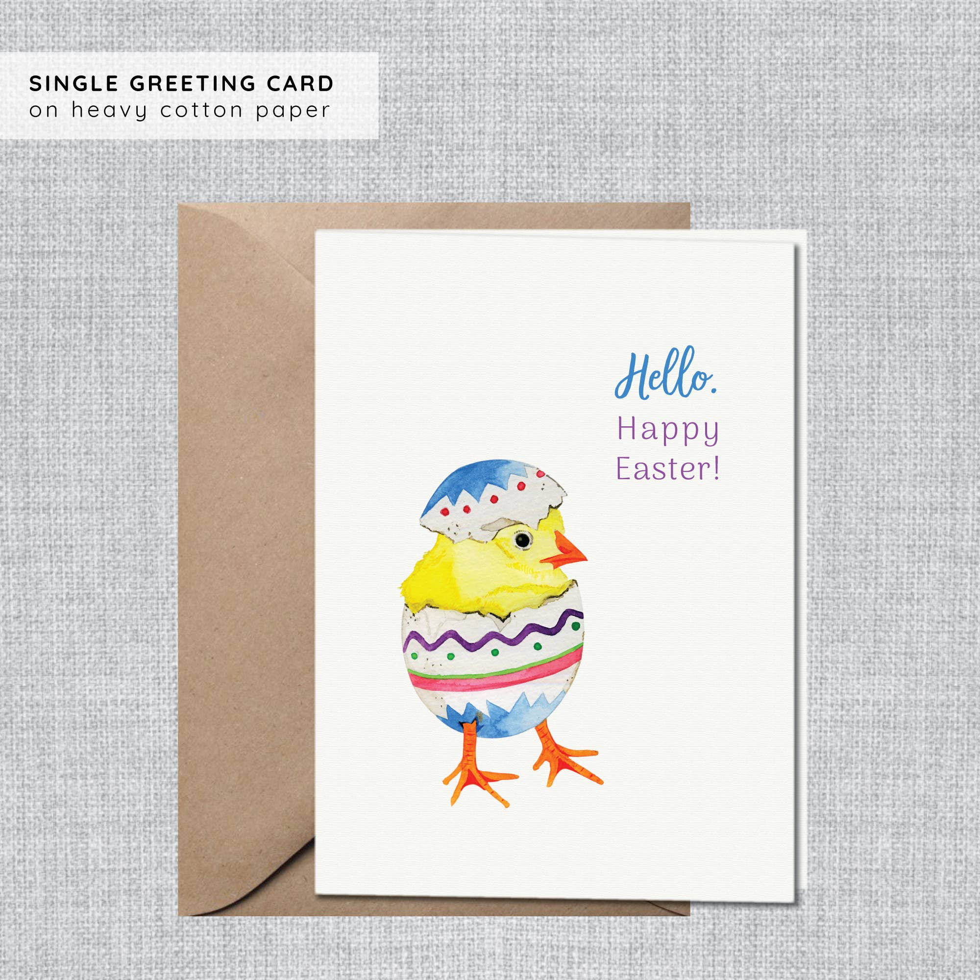 Gina Maher | Watercolor - Wholesale Easter Card - Yellow Chick Easter Cards | Happy Easter Cards for Kids0