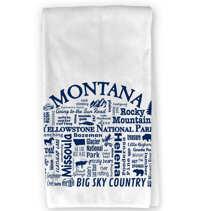 Montana Destination Kitchen Towel - Where Life Takes You for wholesale by The Buffalo Works