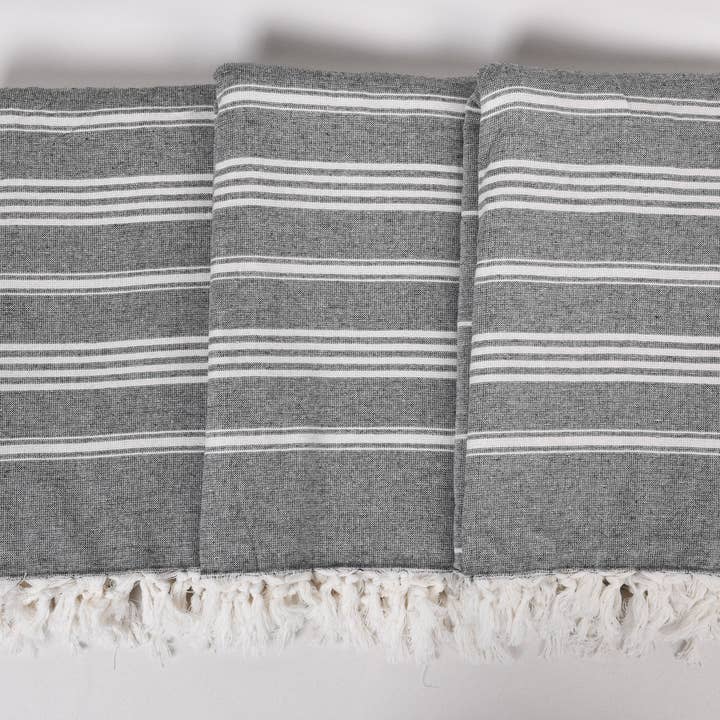 Organic Turkish Towels - Wholesale Beach towel - Turkish Beach Towel, Elegant Black Striped Towel7