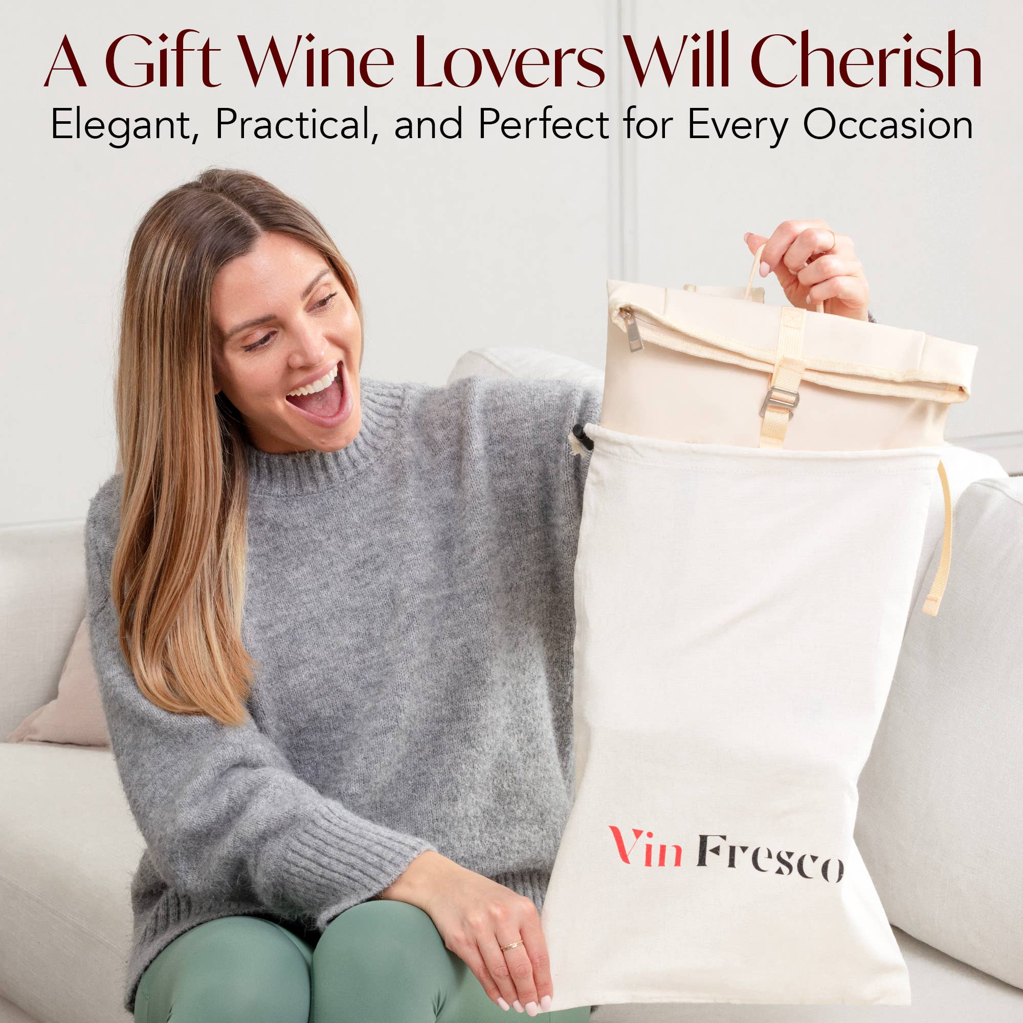 Vin Fresco - Vente Sacs pour bouteilles de vin - Sac à dos à vin à deux bouteilles Vin Fresco avec rabat roulant6