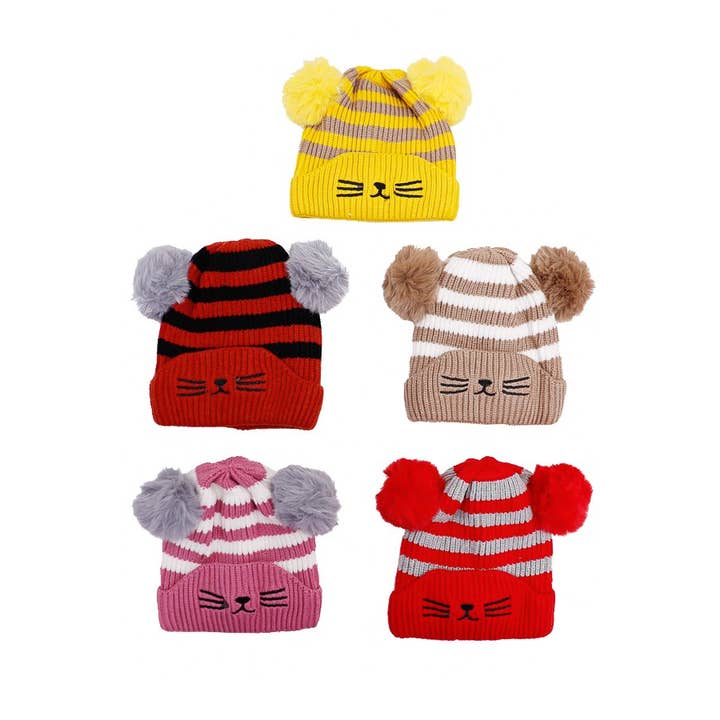 Cap Zone - Wholesale Beanie - Kids - Kids Cat  Fur Lined Beanie1