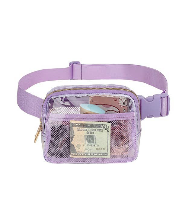 JOSSLYN by wall to wall - Wholesale Belt Bag - Women's - CLEAR CROSS BODY SLING MESSENGER FANNY PACK | 40P5162
