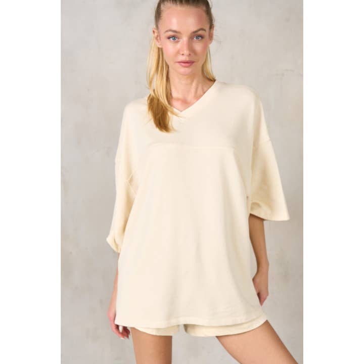 T-shirt Rugby con scollo a V per la vendita all'ingrosso da parte di lalamia