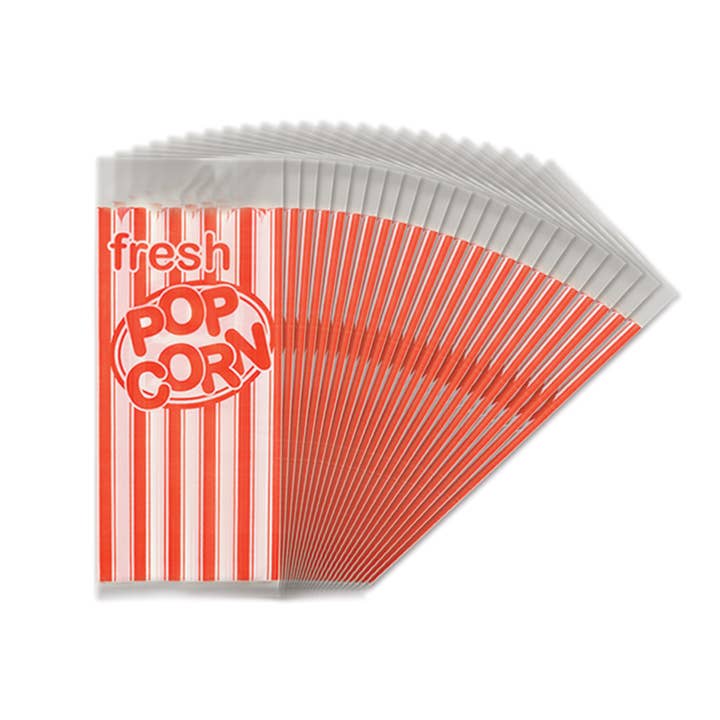 Beistle - Wholesale Popcorn - Popcorn Bags, 4" x 9½" x 2", 25/pkg, red and white striped5