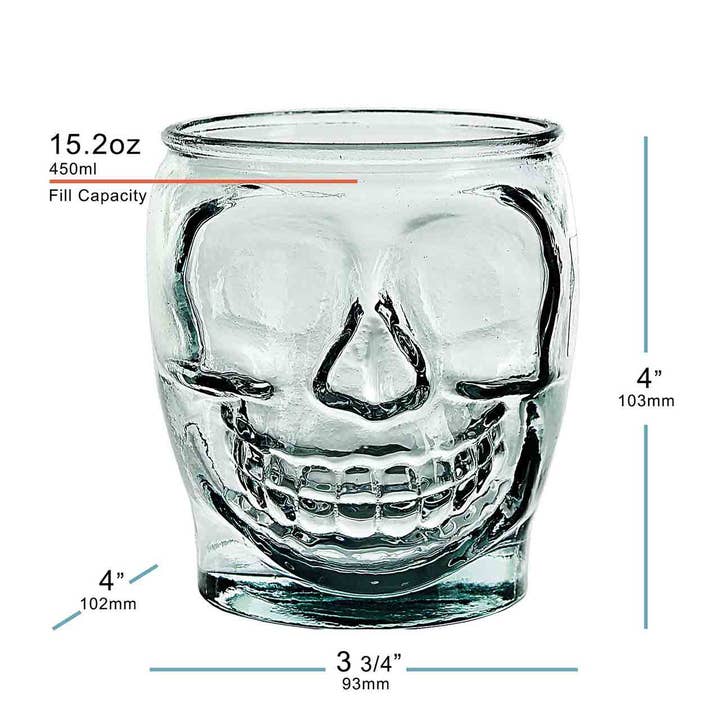 Couronne Co. - Wholesale Drinking Glass/Cup - 15 Oz Sugar Skull Tumbler