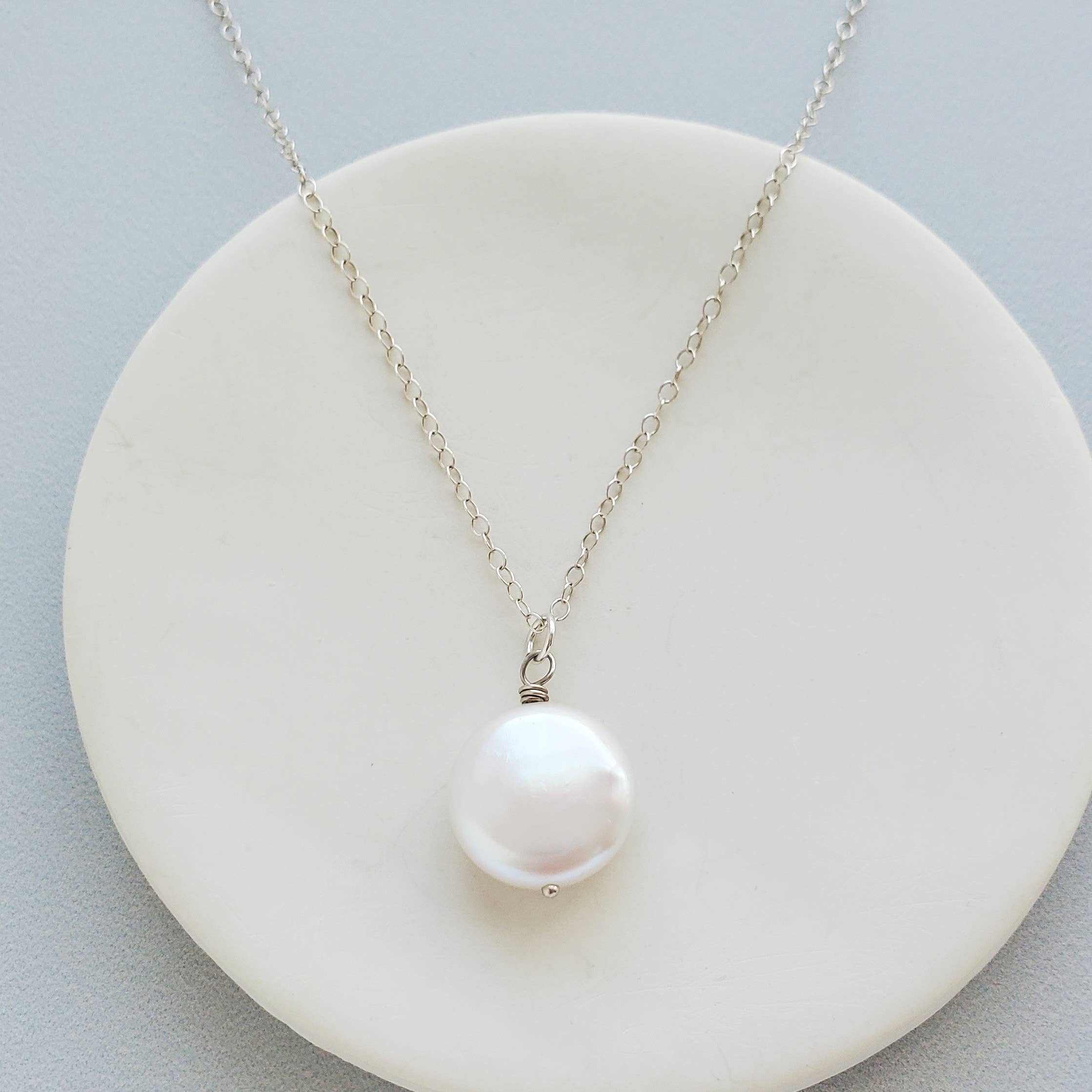 Carrie Whelan Designs - Wholesale Pendant/Charm Necklace - Coin Pearl Pendant, Sterling Silver or Gold Fill0