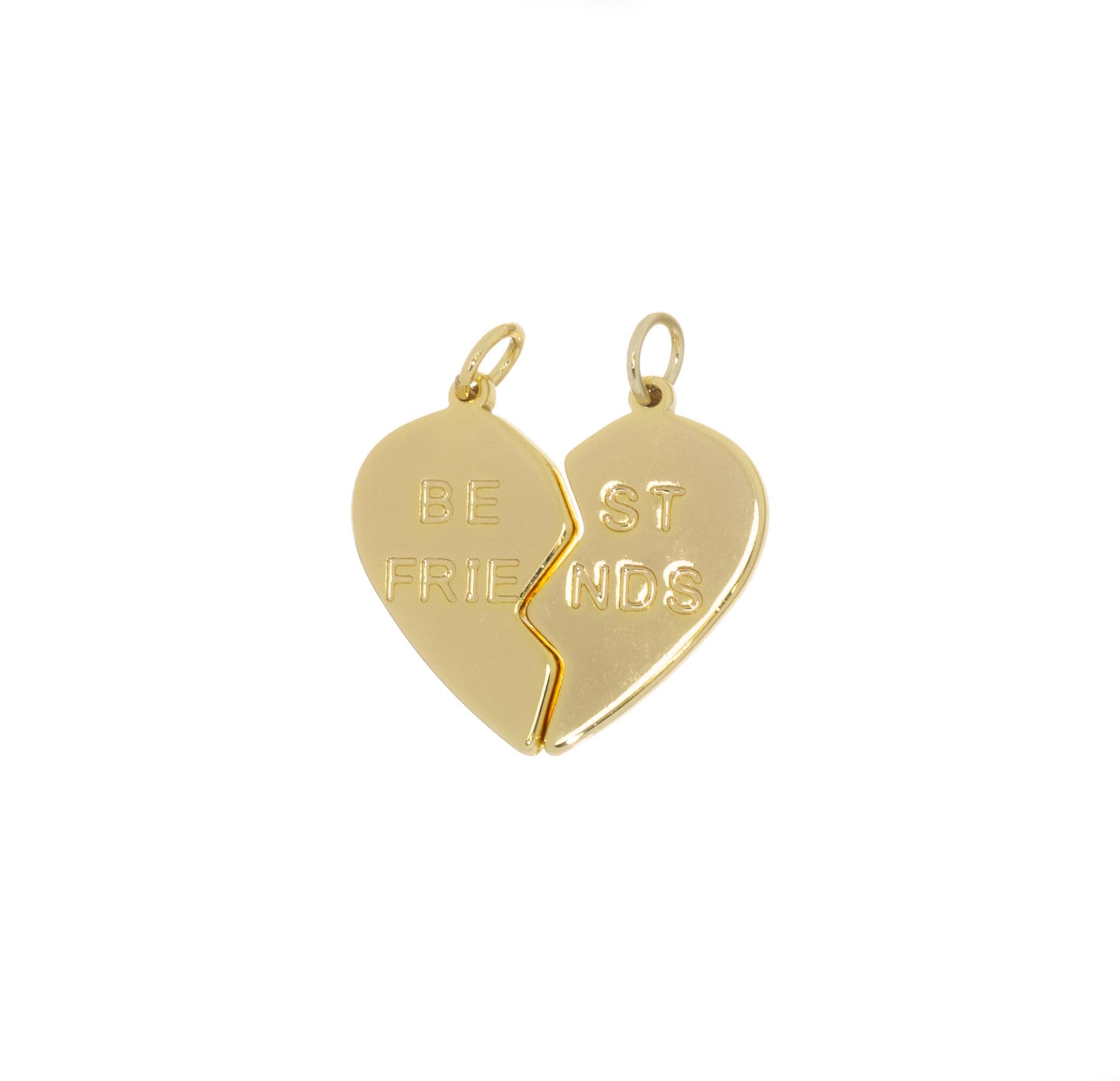 Jewel Pledge - Wholesale Individual Charm/Pendant - Two-Piece His and Hers Gold Heart Charm Valentine's Gift4