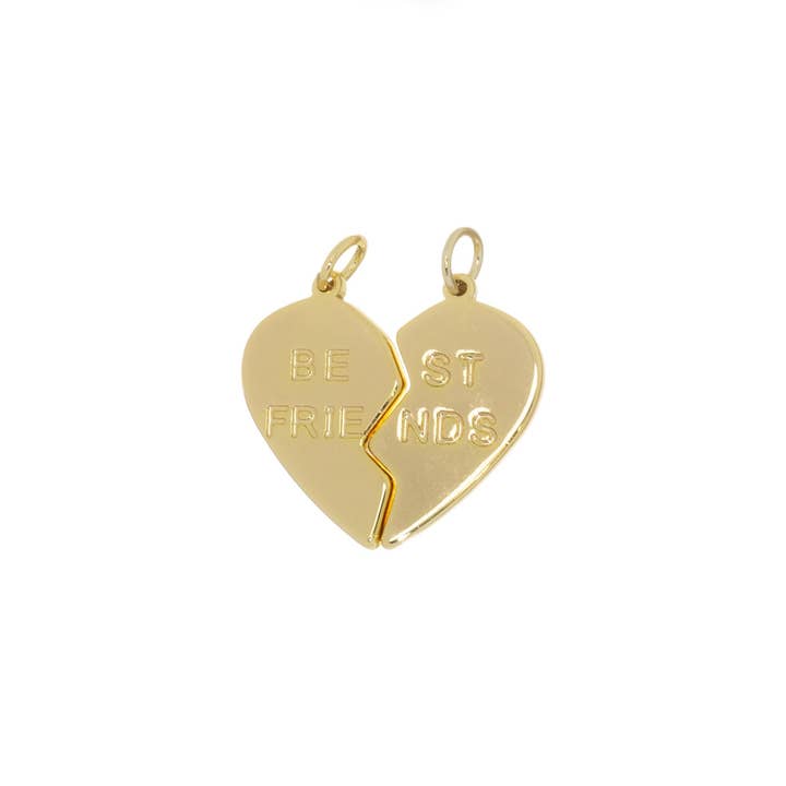 Jewel Pledge - Wholesale Individual Charm/Pendant - Two-Piece His and Hers Gold Heart Charm Valentine's Gift4