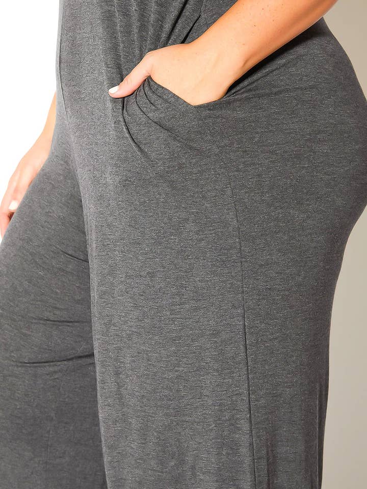 Robin K - Wholesale Jumpsuit - Women's - Bellatrix Plus Size Off Shoulder Wide Leg Jumpsuit3