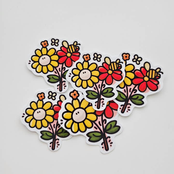 Autocollant Happy Flower Bouquet pour la vente par ChocoStationery