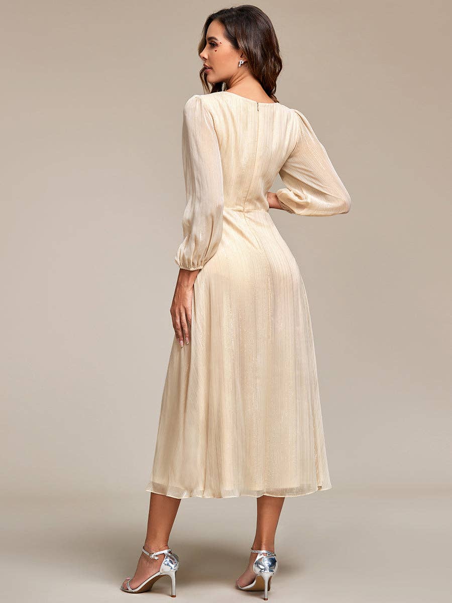 Ever-Pretty - Vente Robe de soirée – femme - Robe scintillante en mousseline pour invitée de mariage à manches longues34