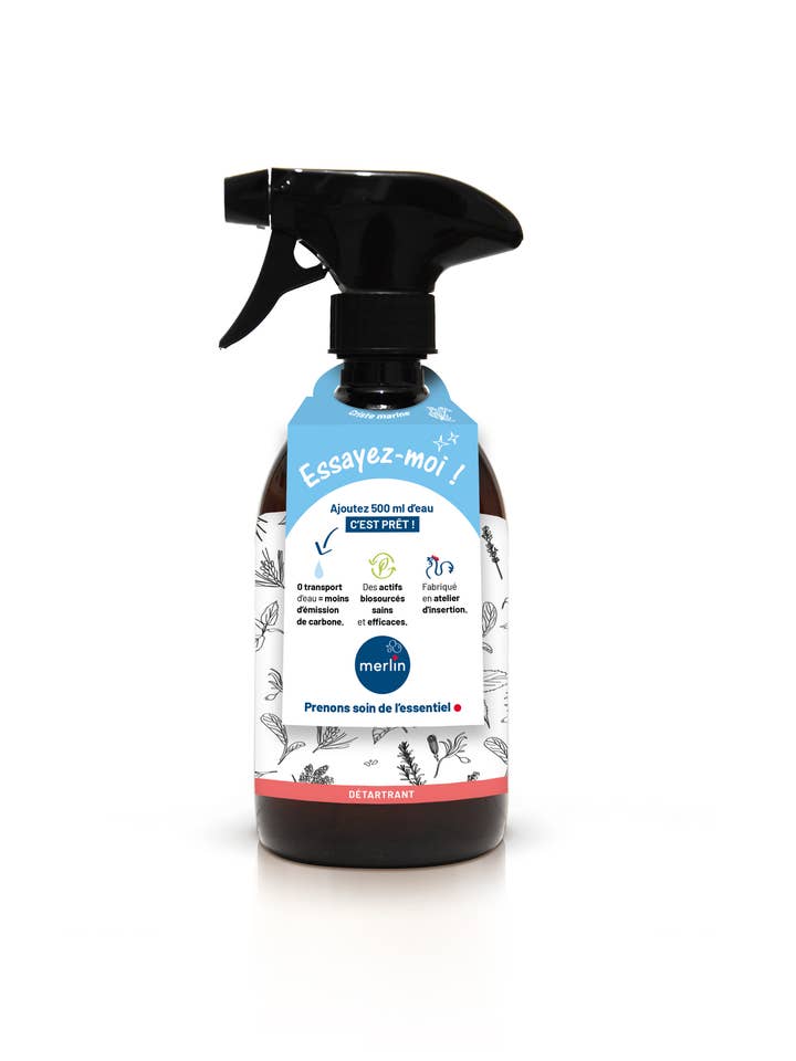 MERLIN genpåfyldelig flaske - 1 dosering af afkalker for engroshandel hos MERLIN