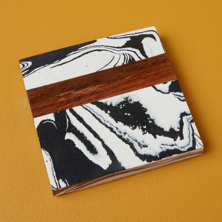 Be Home - Wholesale Coasters - Zebra Marble & Wood Coaster, Individual0