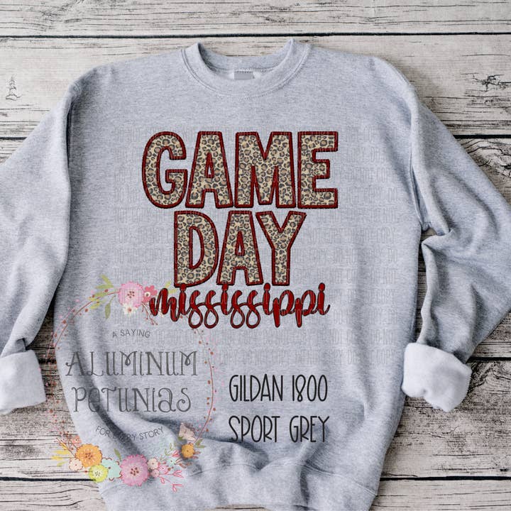 Aluminum Petunias - Wholesale Sweatshirt - Women's - Game Day Faux Embroidery Graphic Tee24