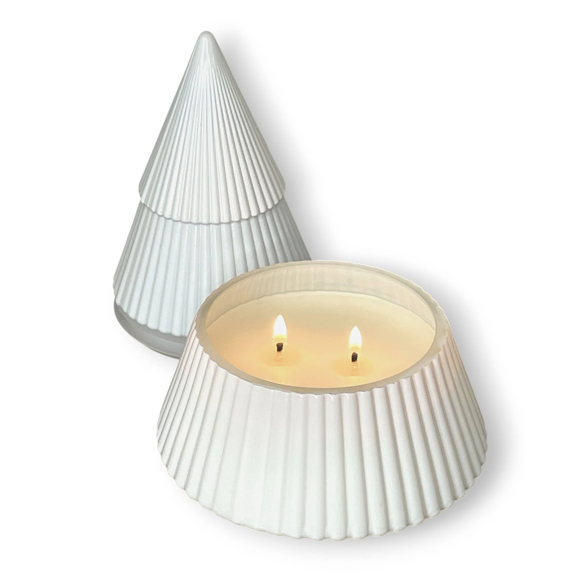 Crooked River Candle - Wholesale Jar/Filled Candle - Vanilla Bean Noel-Scented Candle-White Glass Tree-Holiday3