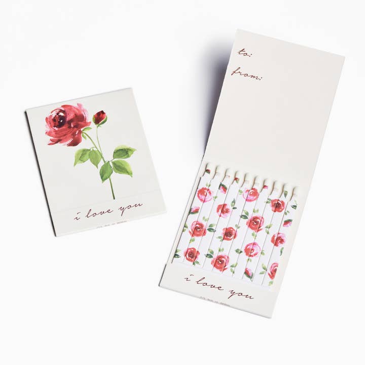 Rose Valentine Match Card® | Allumettes de bougie pour la vente par Abigail Jayne Design