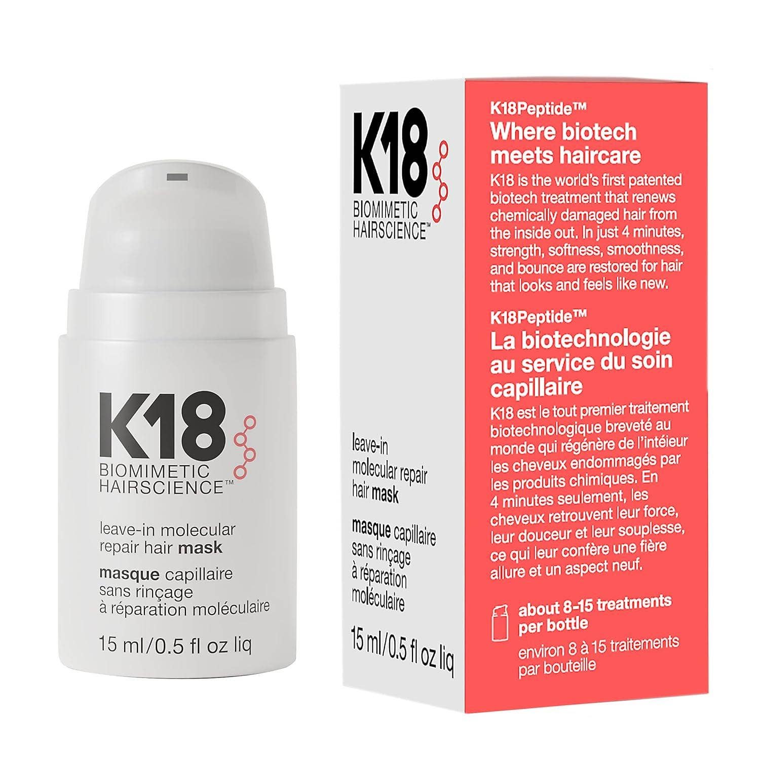 KT Supply - Wholesale Hair Conditioner - K18 Leave-In Molecular Repair Hair Mask 15ml/0.5oz0