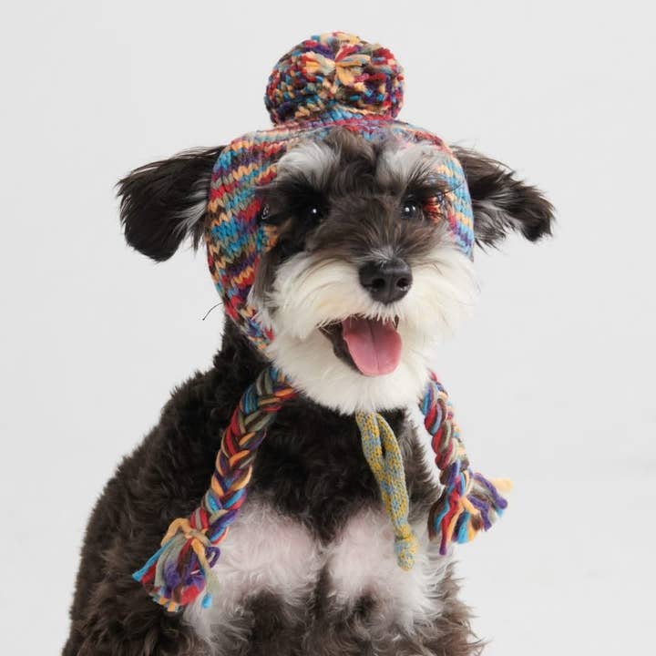Spark Paws - Wholesale Pet Hat - Dog - Knit Pom Pom Dog Beanie Hat - Kaleidoscope