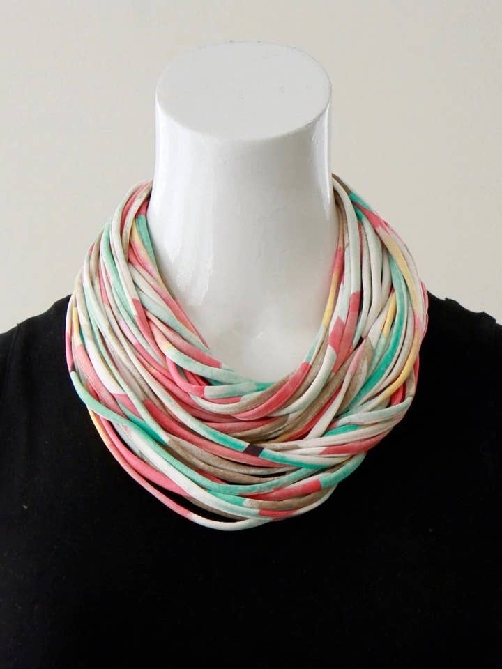 Scarf or Statement Necklace in Coral and Taupe 'Golden Hour' for wholesale by Necknots