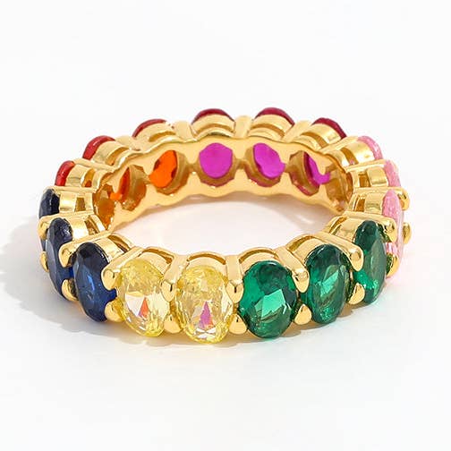 Anel Lightful com zircônias ovais coloridas por atacado de GLAM & GLORY Jewels made with love