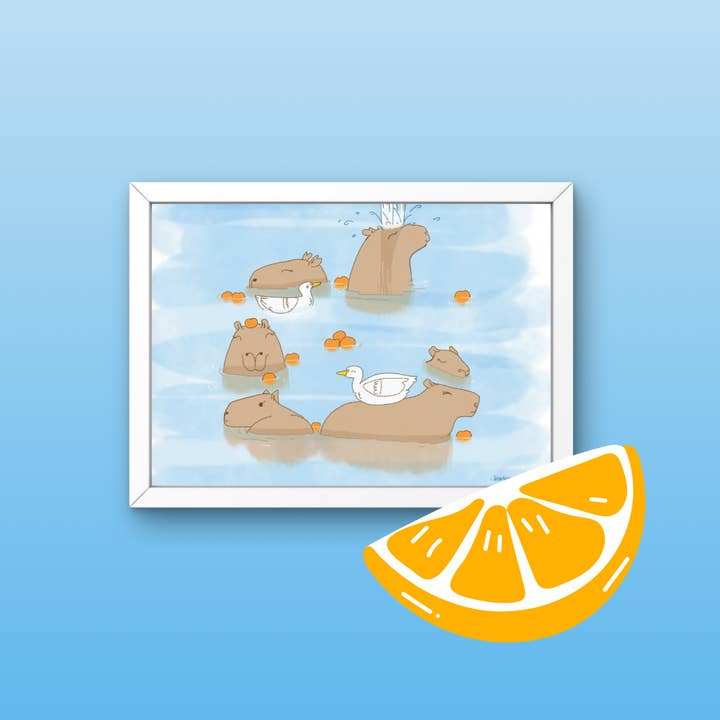 Capybara Bath Print for wholesale by Kestrop Studio